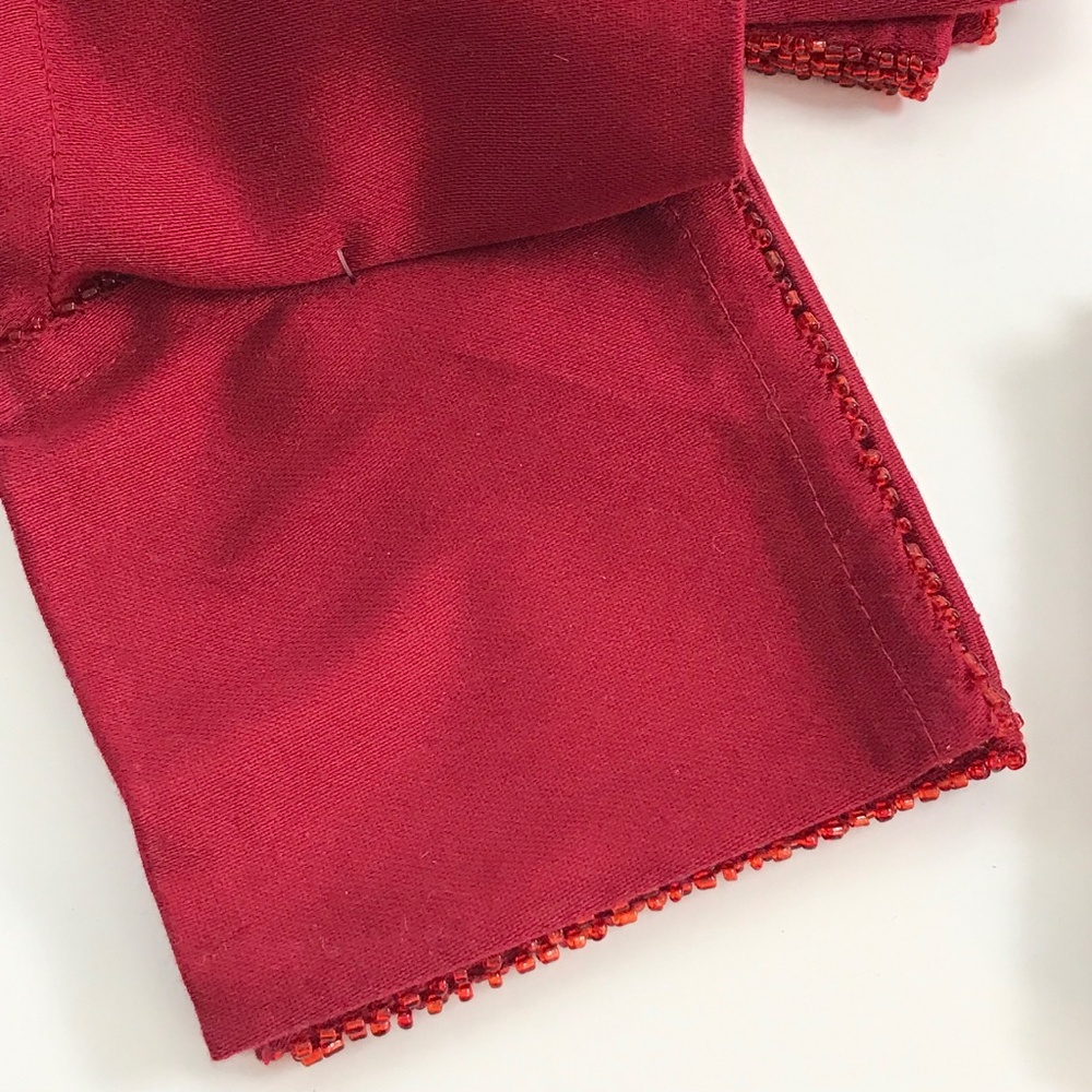 Cotton Beaded Cocktail Napkins Red NWT Set of 16 - Picture 10 of 11